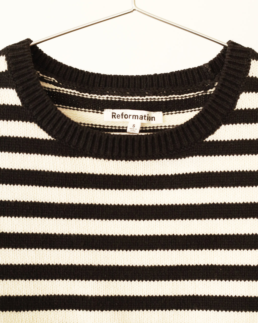Women's Reformation Black White Stripe Knit Cropped Tank Size S