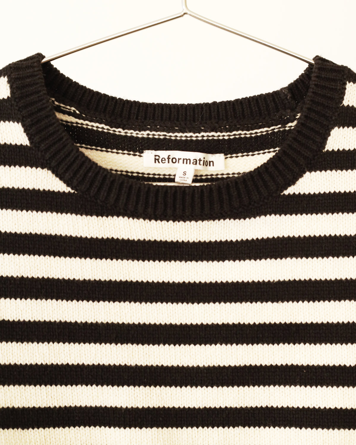 Women's Reformation Black White Stripe Knit Cropped Tank Size S
