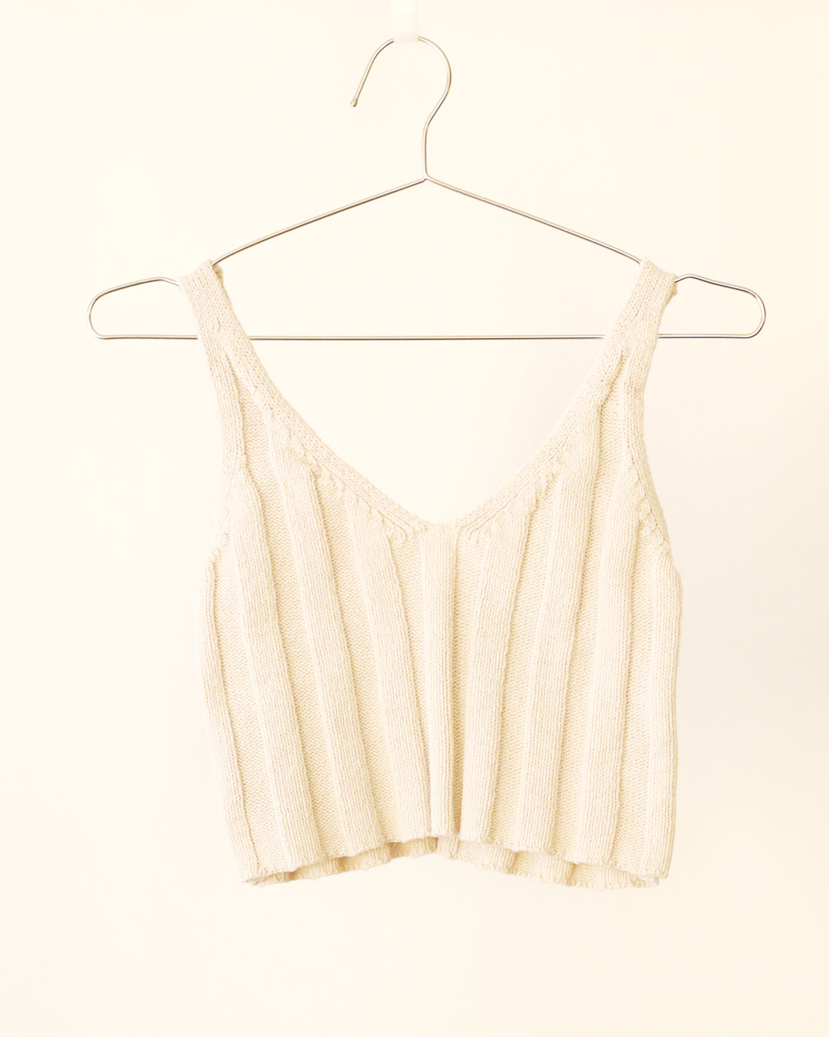 Women's Cream Soft Knit Cropped Tank Size S