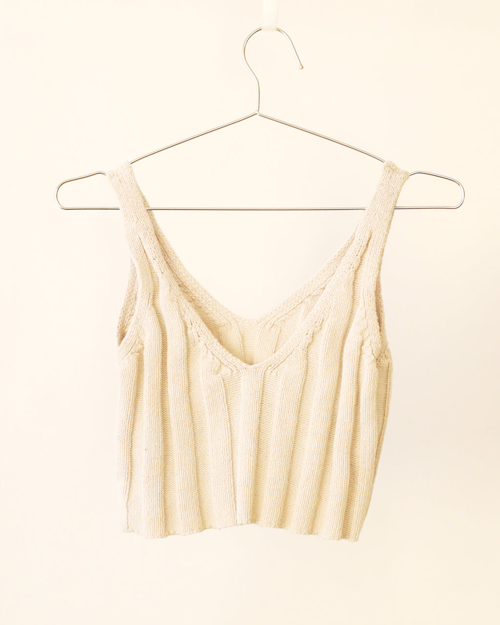 Women's Cream Soft Knit Cropped Tank Size S
