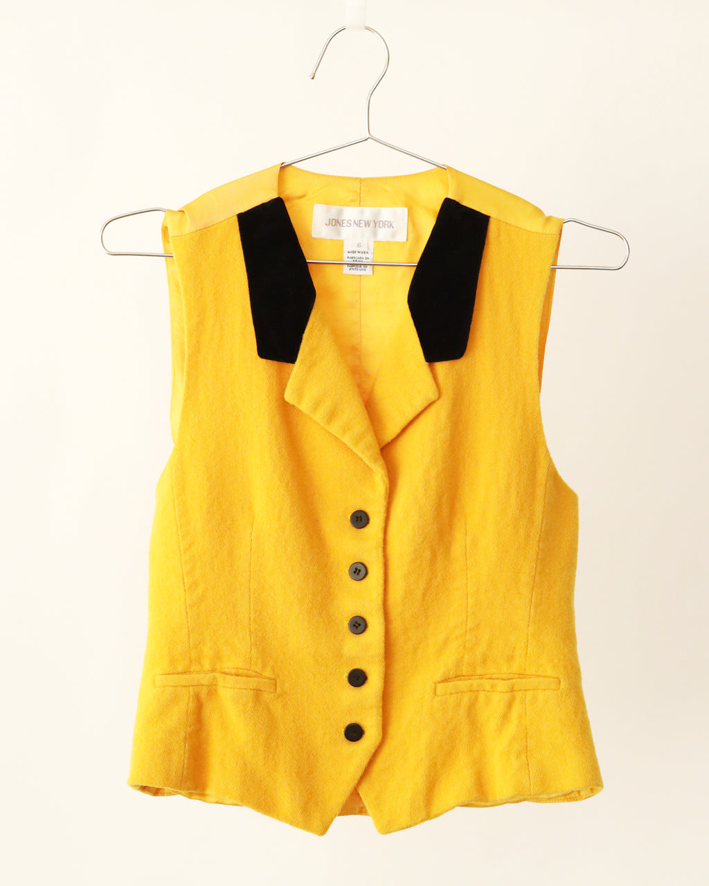 Women's Jones New York Yellow Black Lapel Vest Size 6