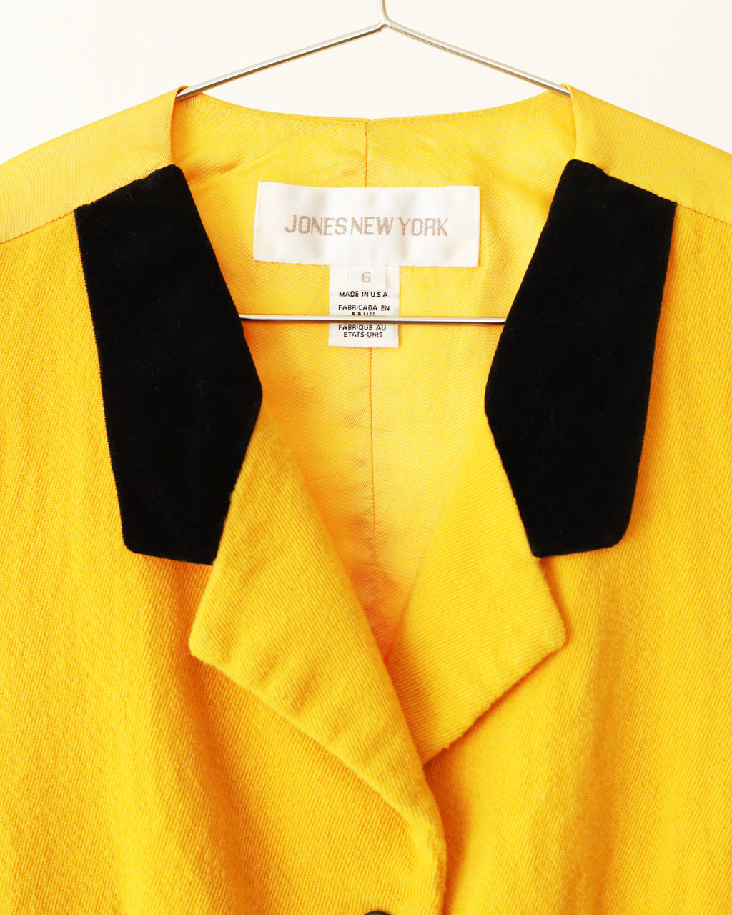 Women's Jones New York Yellow Black Lapel Vest Size 6