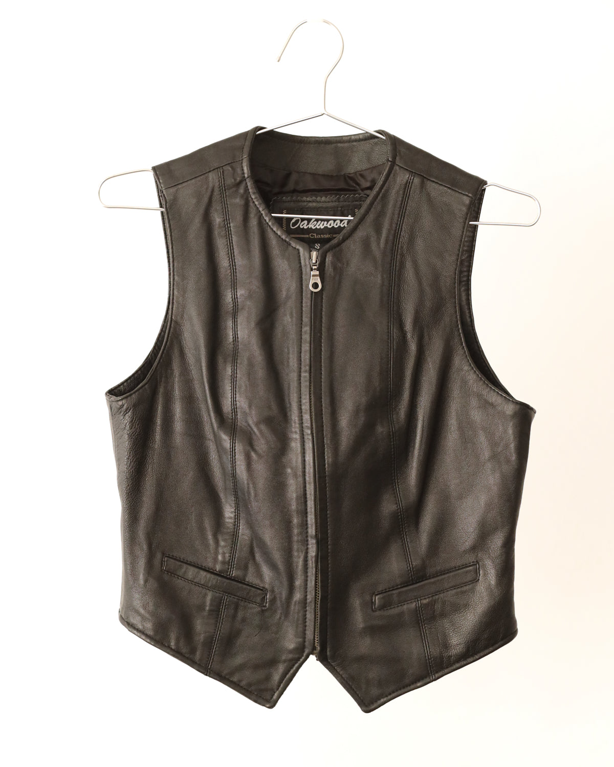 Women's Oakwood Black Leather Vest Size S