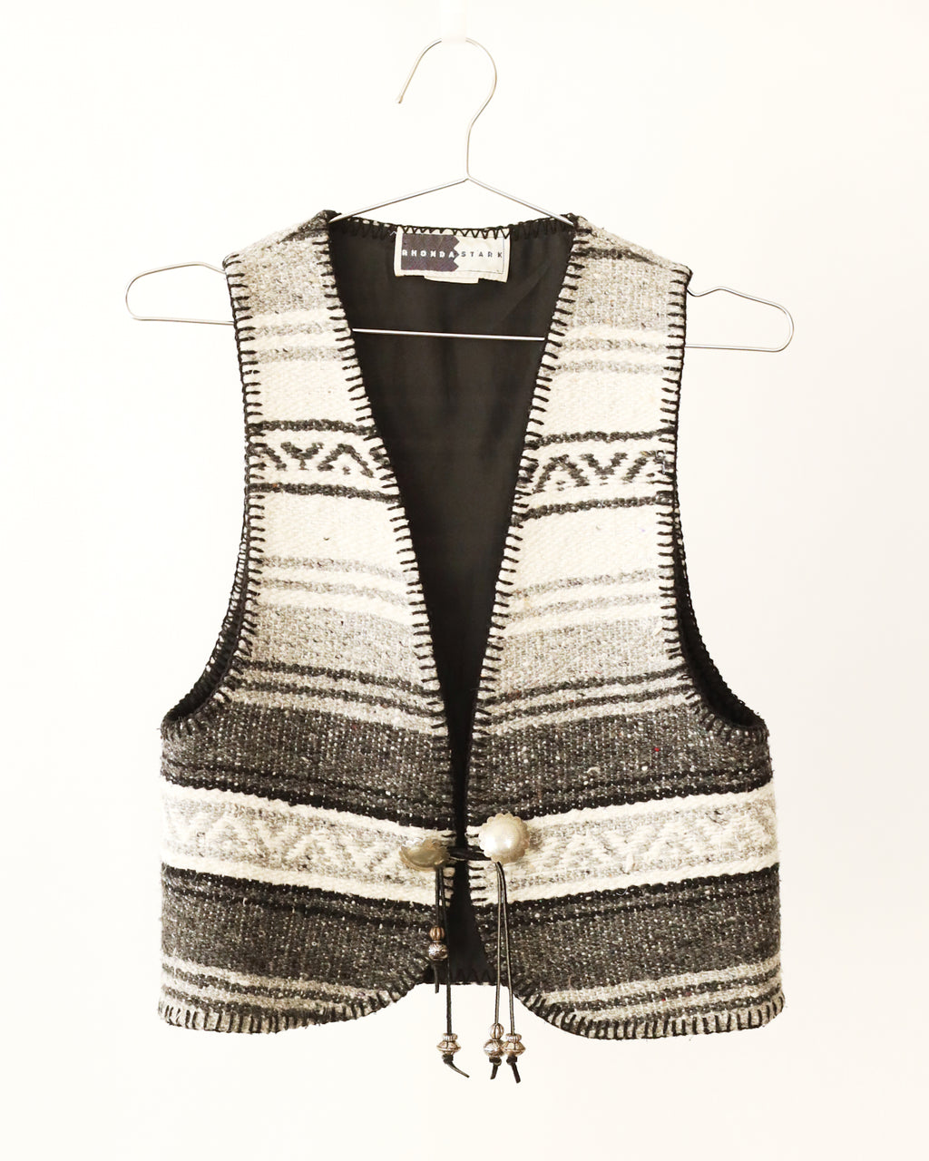 Women's Rhonda Stark Black Gray White Blanket Weave Vest Size S