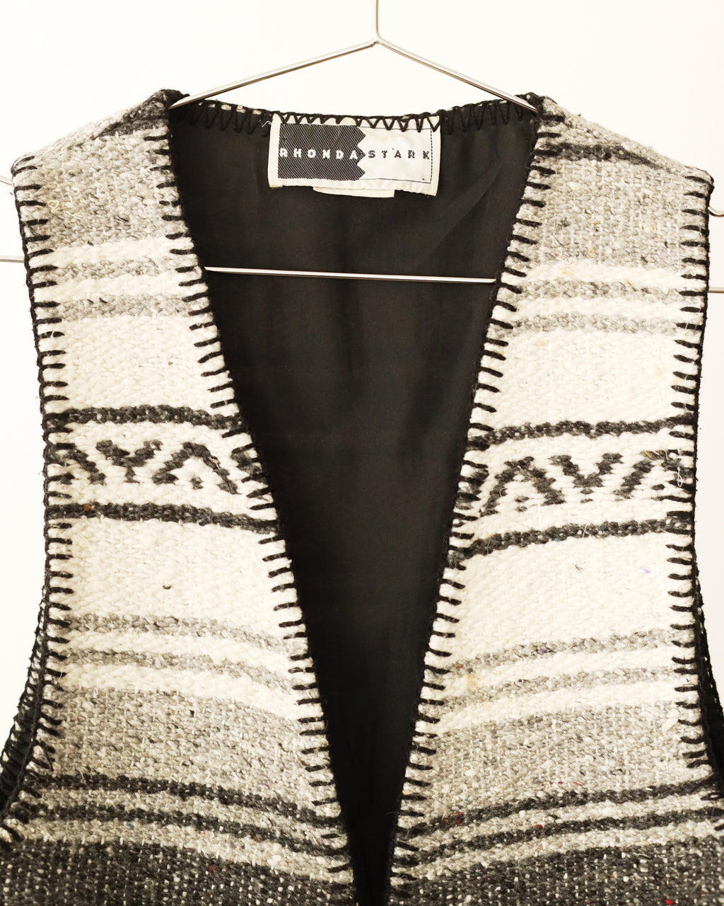 Women's Rhonda Stark Black Gray White Blanket Weave Vest Size S