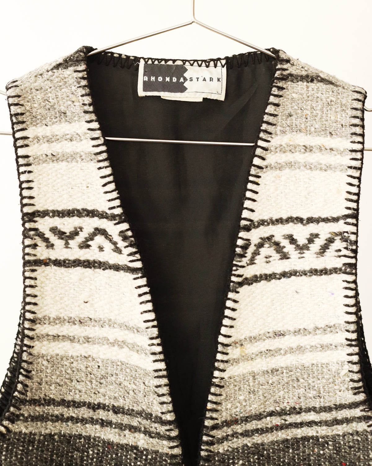 Women's Rhonda Stark Black Gray White Blanket Weave Vest Size S