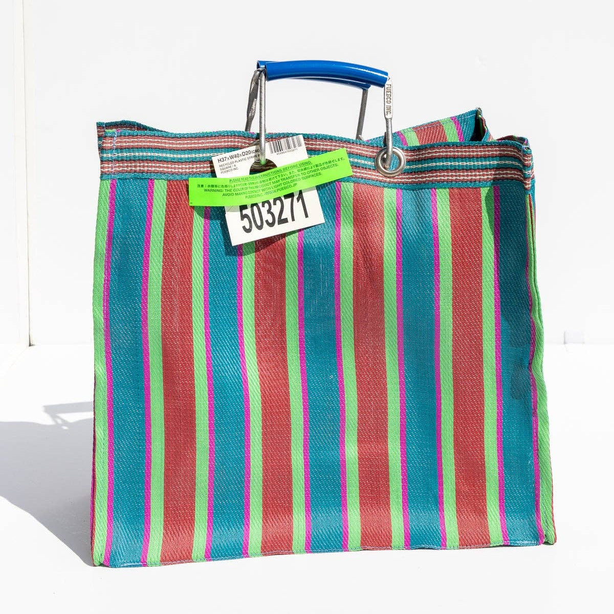 Recycled Plastic Stripe Bag - Red & Blue