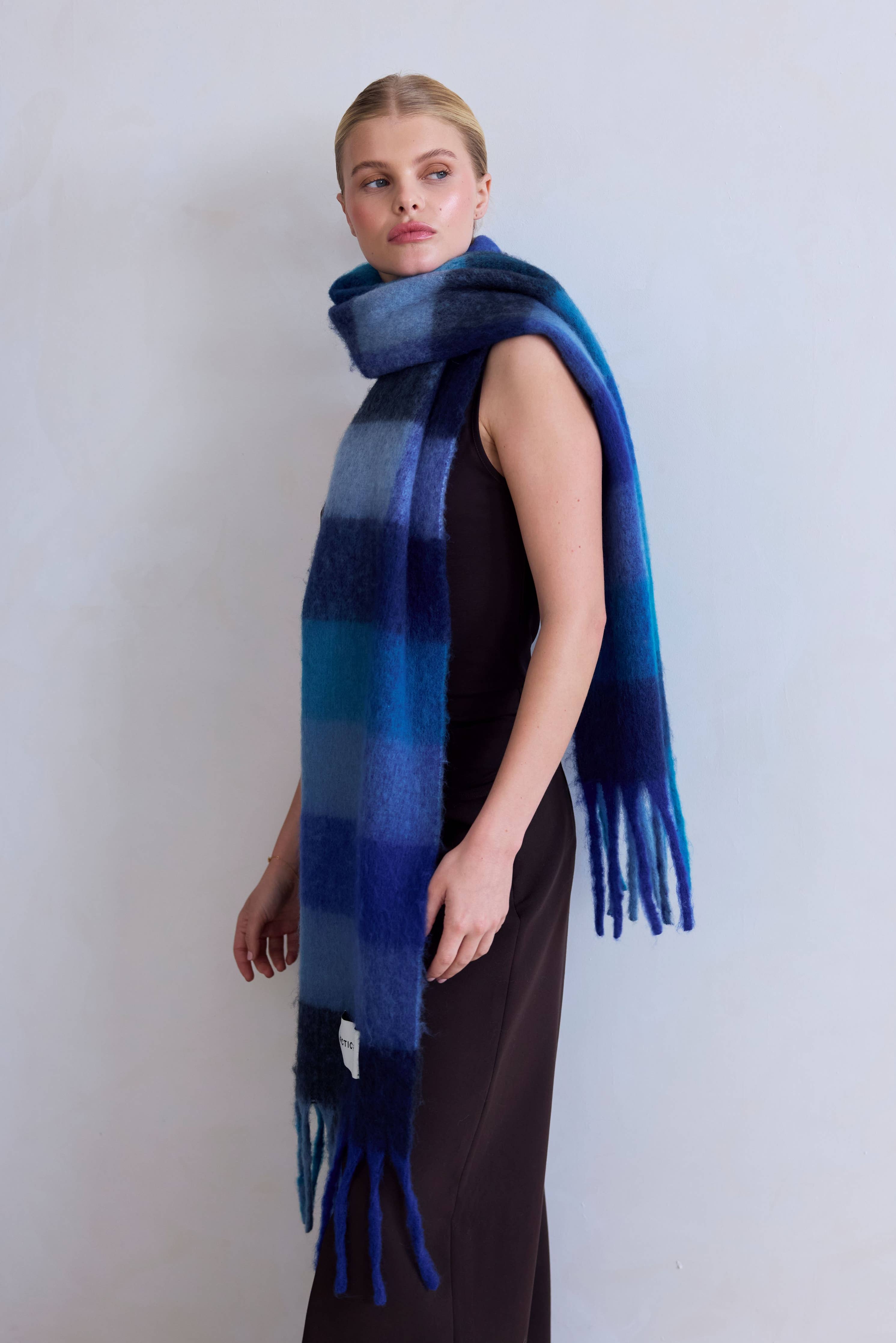 The Reykjavik Scarf - 100% Recycled - Blue Check