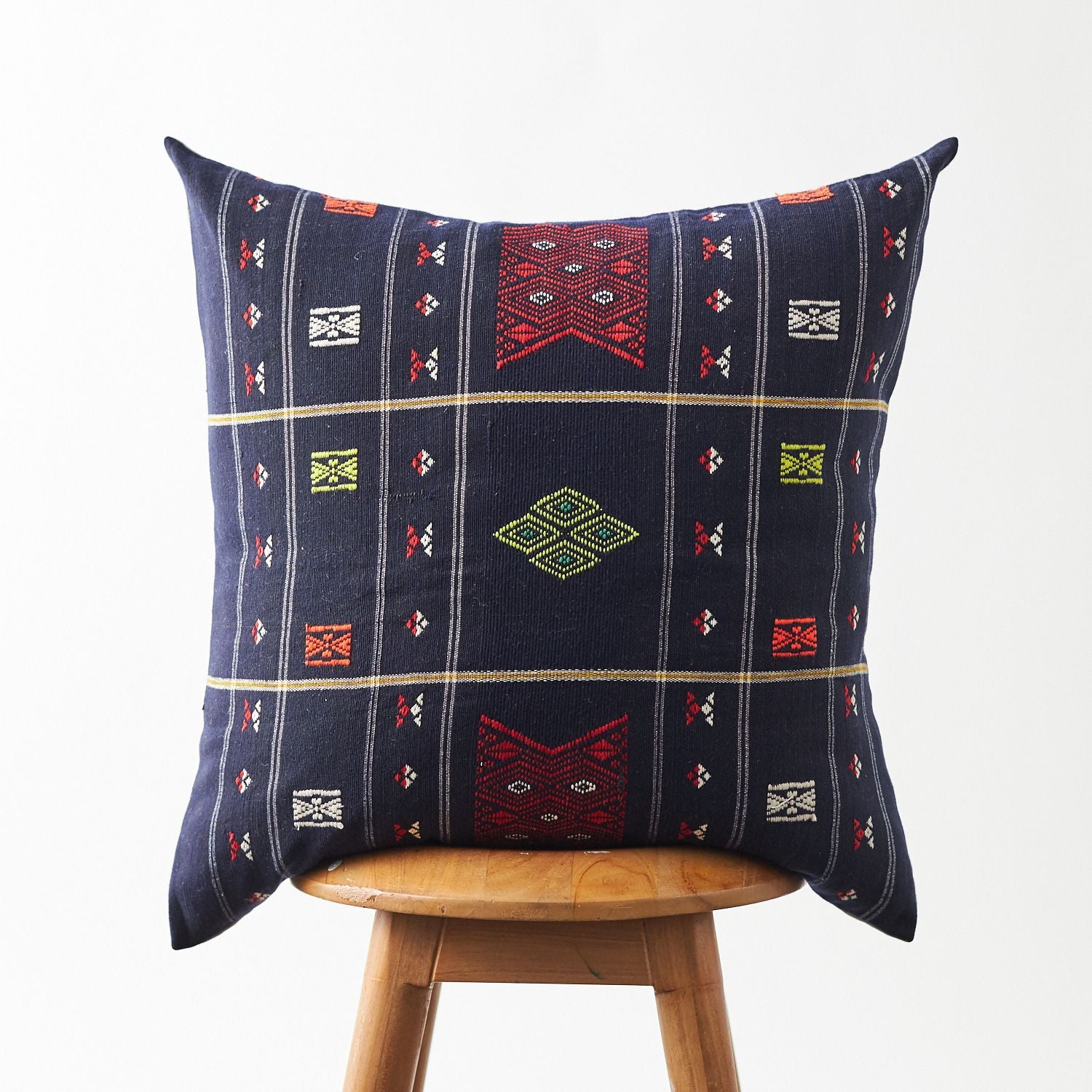 Handwoven Naga Hmong Navy Pillow Cover 20"x20"