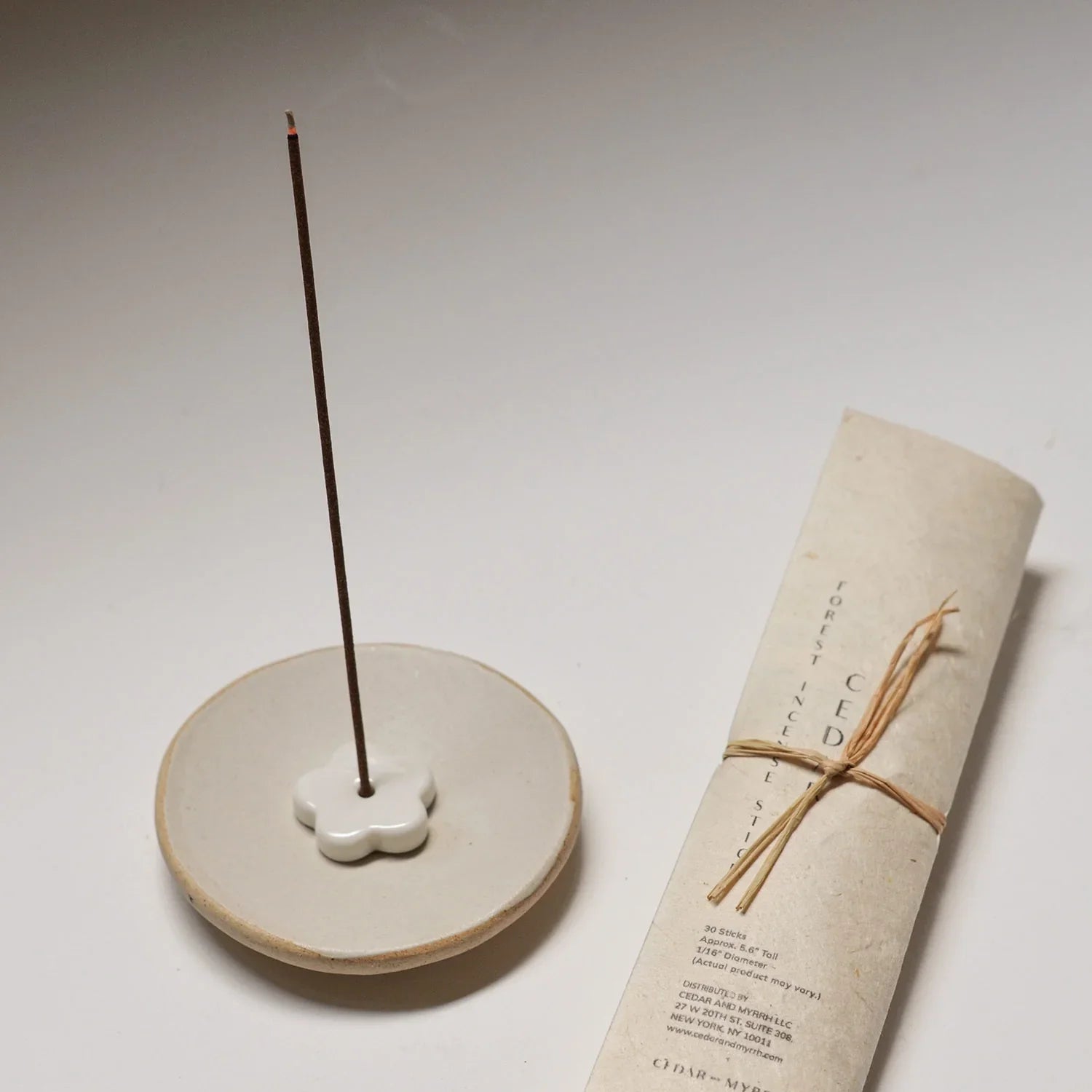 Cedar and Myrrh Incense Stick Set | Cedarwood | 30 Sticks & Ceramic Holder