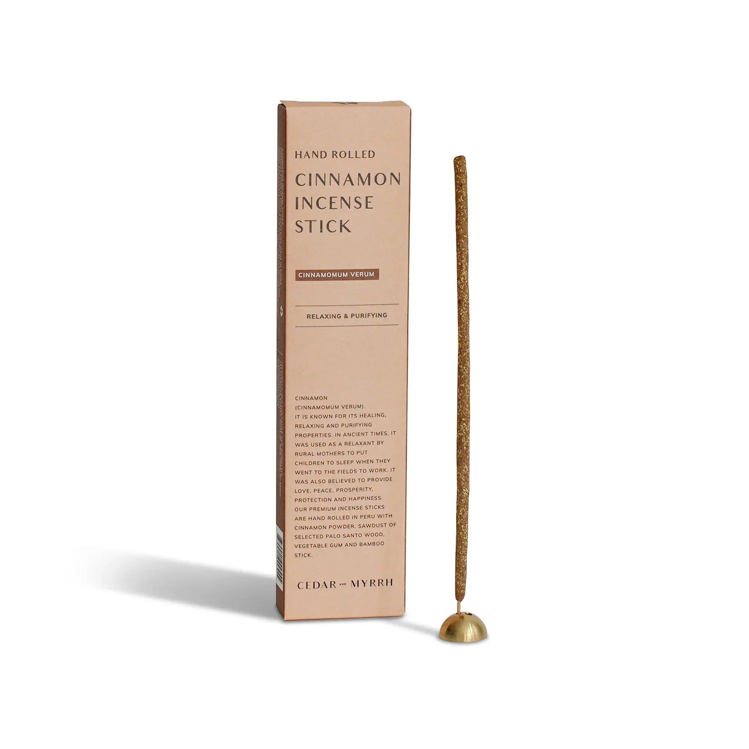 Cedar and Myrrh Incense Sticks – Cinnamon - 7 Hand-Rolled Sticks from Peru