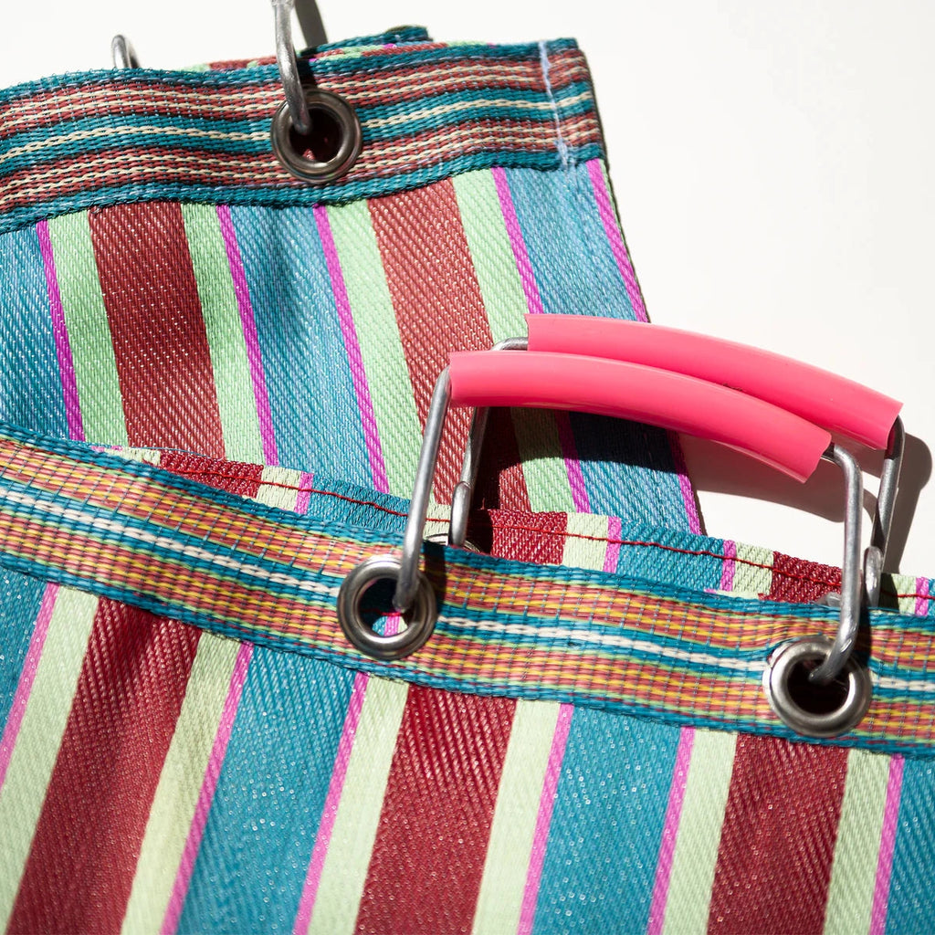 Recycled Plastic Stripe Bag - Orange & Pink
