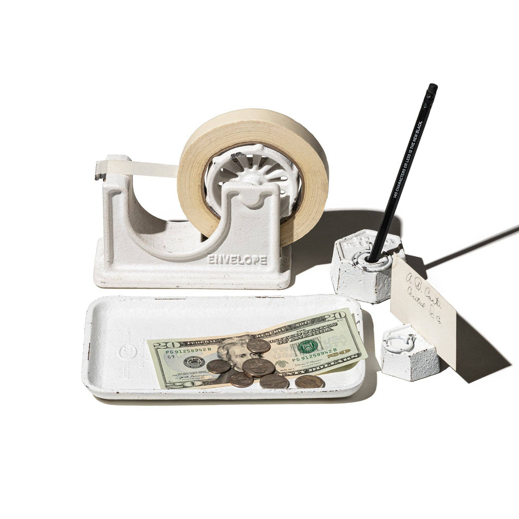 Paper Weight & Card Holder - White