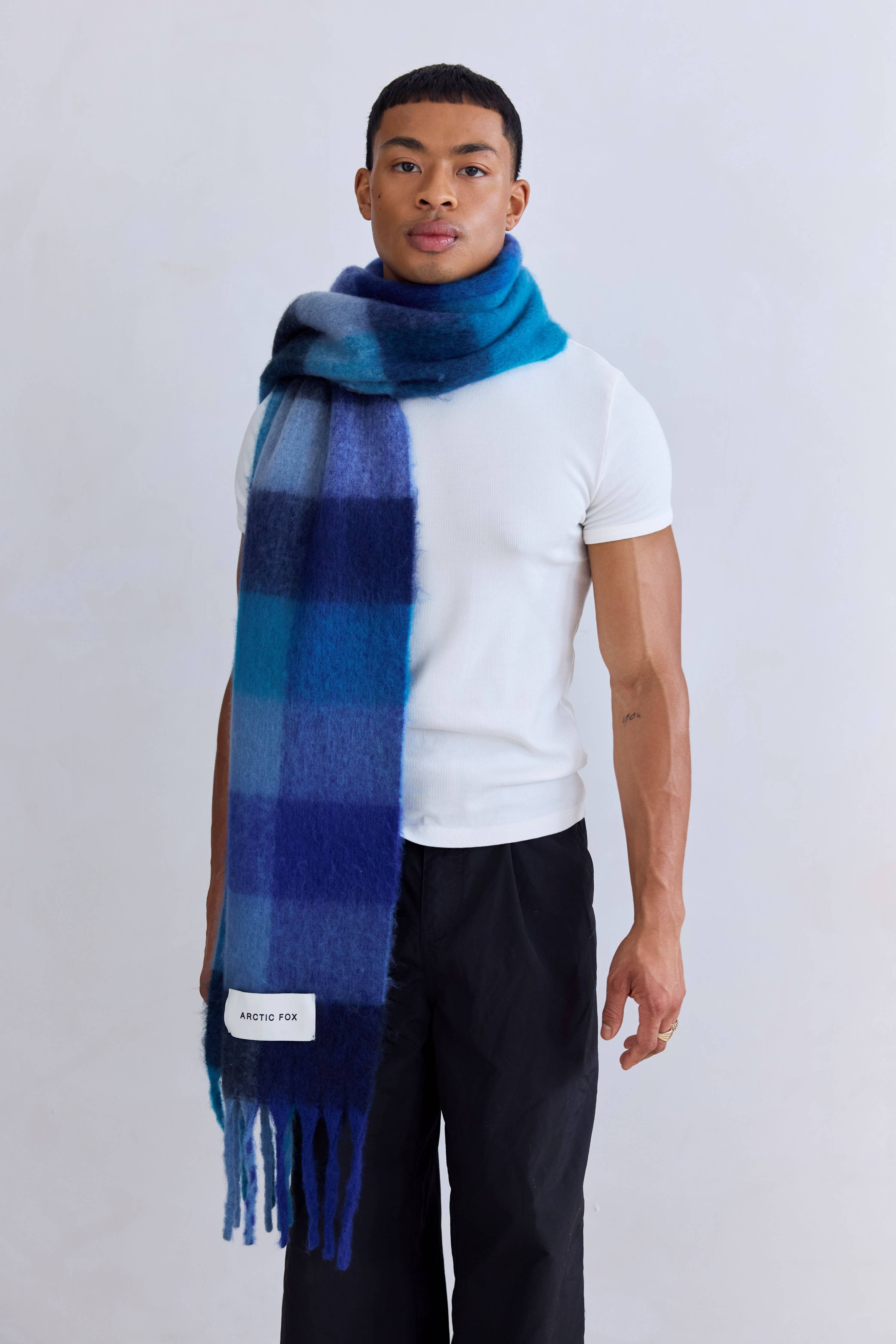 The Reykjavik Scarf - 100% Recycled - Blue Check
