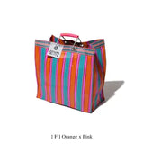 Recycled Plastic Stripe Bag - Orange & Pink