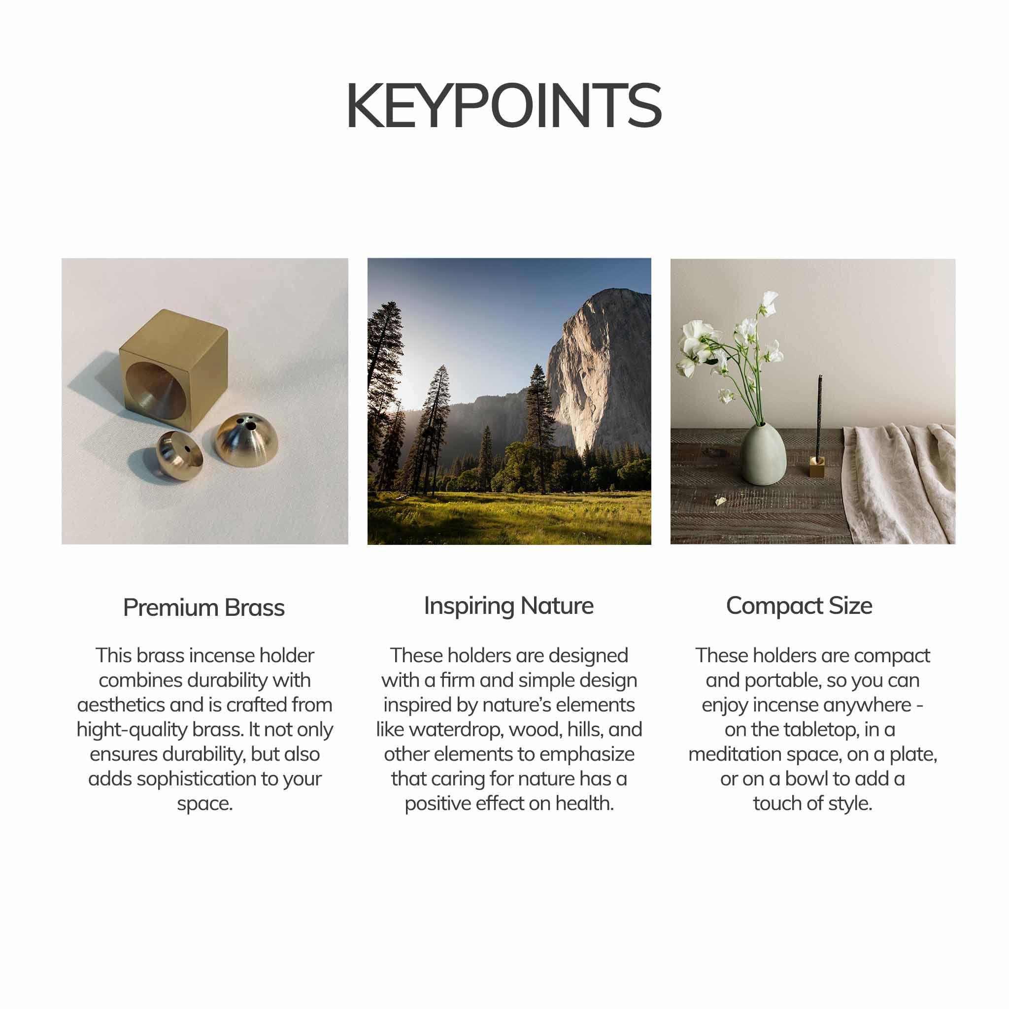 Cedar and Myrrh Incense Holder Brass Waterdrop | Tall