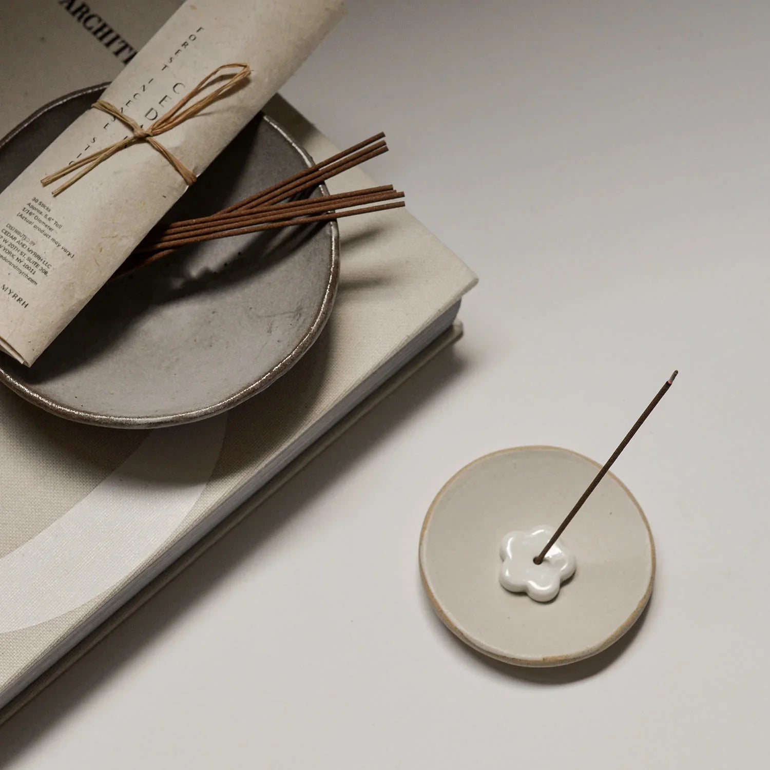 Cedar and Myrrh Incense Stick Set | Cedarwood | 30 Sticks & Ceramic Holder