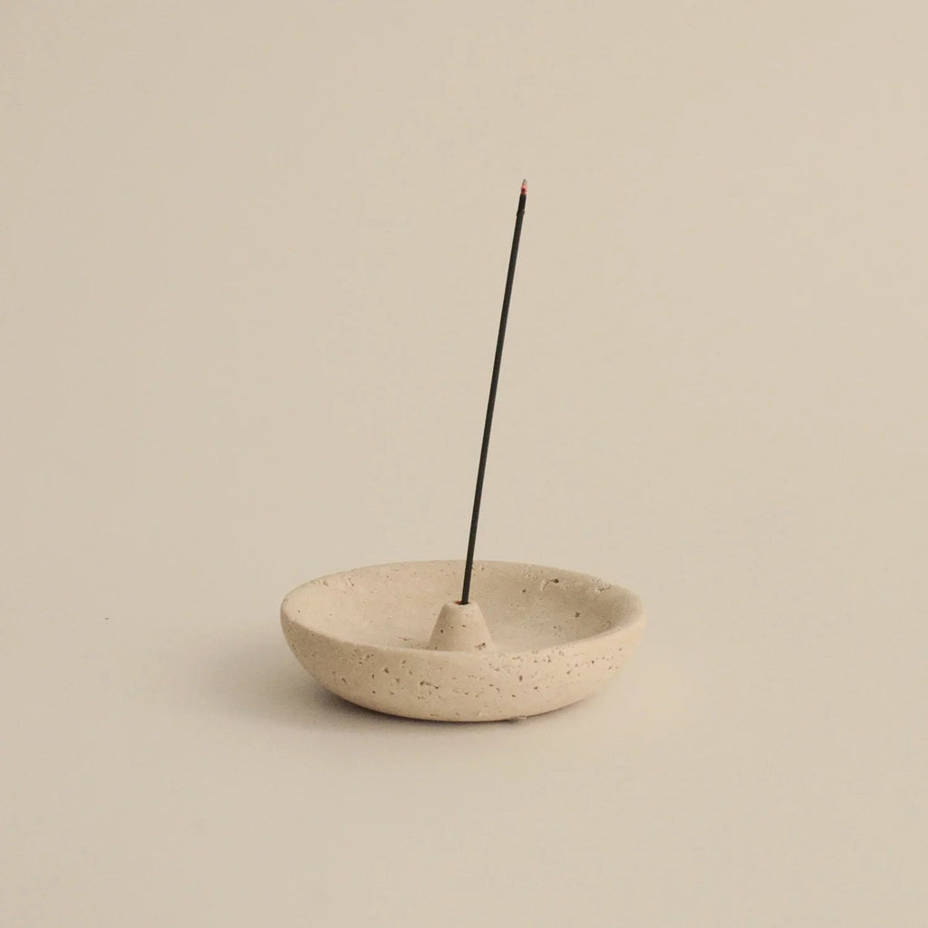 Cedar and Myrrh Incense Holder Plate Travertine